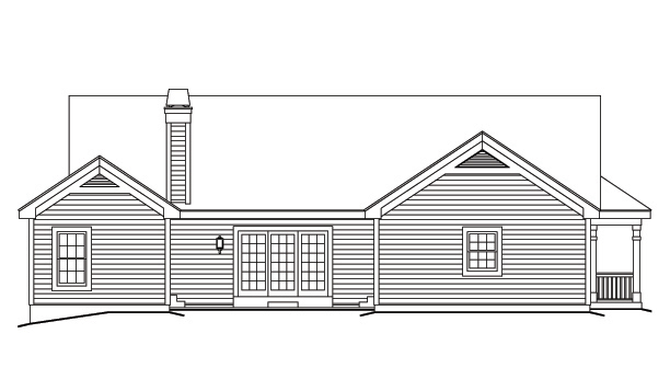 Home Plan Rear Elevation of this 3-Bedroom,1591 Sq Ft Plan -138-1171
