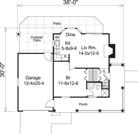 Floor Plan First Story of Cottage Plan #138-1173