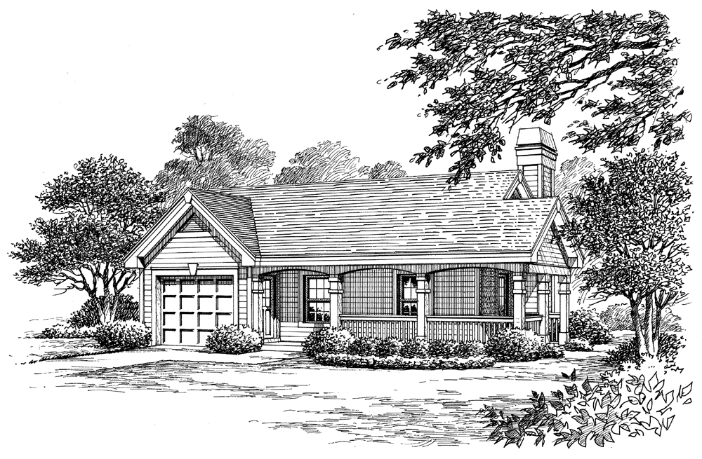 Front View of this 1-Bedroom, 480 Sq Ft Plan - 138-1173