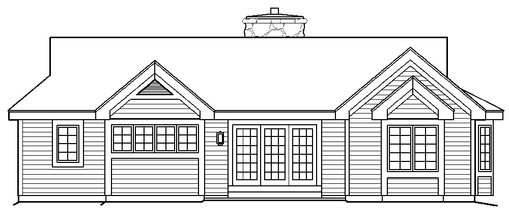 Home Plan Rear Elevation of this 2-Bedroom,1687 Sq Ft Plan -138-1174
