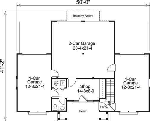 Floor Plan First Story of Garage w/Apartments Plan #138-1175