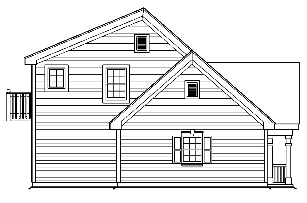 Home Plan Left Elevation of this 1-Bedroom,831 Sq Ft Plan -138-1175