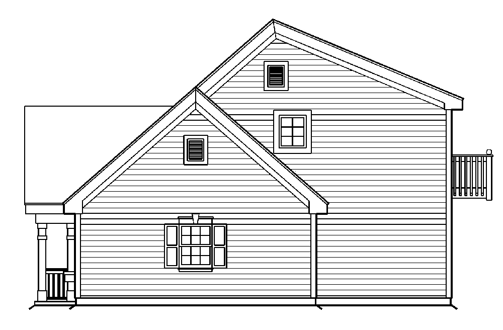 Home Plan Right Elevation of this 1-Bedroom,831 Sq Ft Plan -138-1175