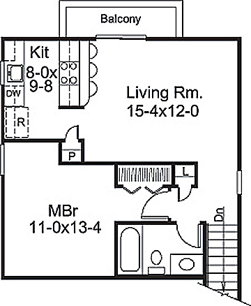 Floor Plan Second Story of Garage w/Apartments Plan #138-1175
