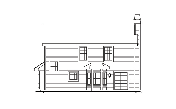 Home Plan Rear Elevation of this 2-Bedroom,1005 Sq Ft Plan -138-1176