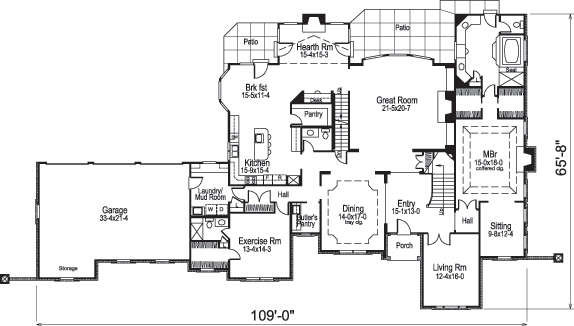 Floor Plan First Story of European Plan #138-1180