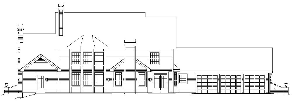 Home Plan Rear Elevation of this 4-Bedroom,5321 Sq Ft Plan -138-1180
