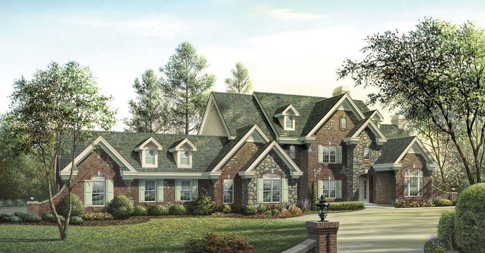 Front elevation of European home (ThePlanCollection: House Plan #138-1180)