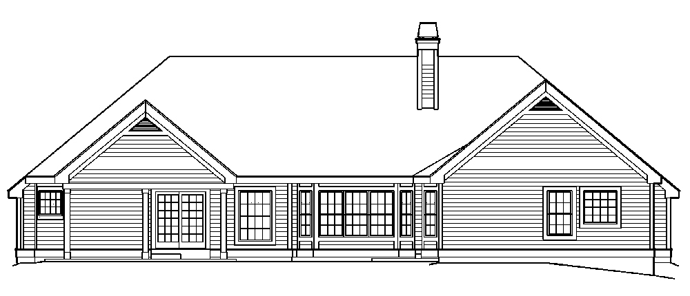 Home Plan Rear Elevation of this 4-Bedroom,2420 Sq Ft Plan -138-1181