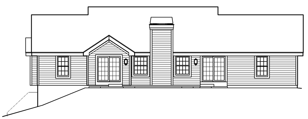 Home Plan Rear Elevation of this 5-Bedroom,1941 Sq Ft Plan -138-1182