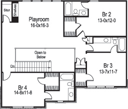 Floor Plan Second Story of Traditional Plan #138-1183