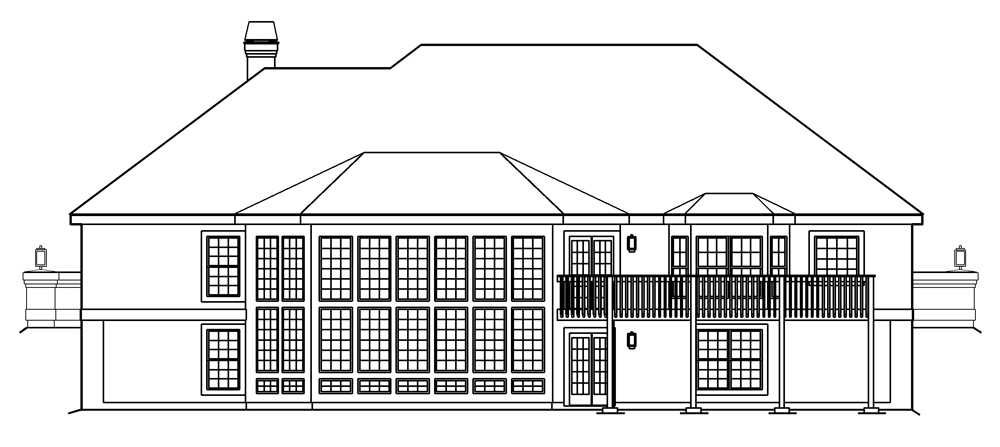 Home Plan Rear Elevation of this 4-Bedroom,2539 Sq Ft Plan -138-1186