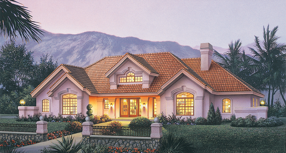 Front elevation of Ranch home (ThePlanCollection: House Plan #138-1186)