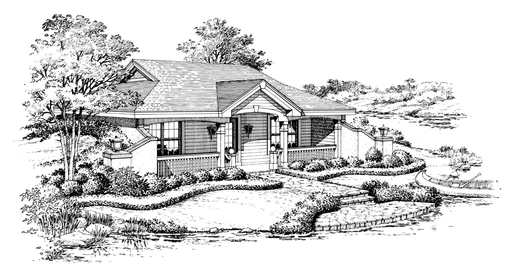 Front View of this 1-Bedroom, 809 Sq Ft Plan - 138-1187