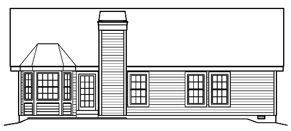 Home Plan Rear Elevation of this 4-Bedroom,1519 Sq Ft Plan -138-1194