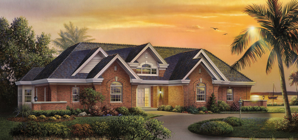 Front elevation of Ranch home (ThePlanCollection: House Plan #138-1197)