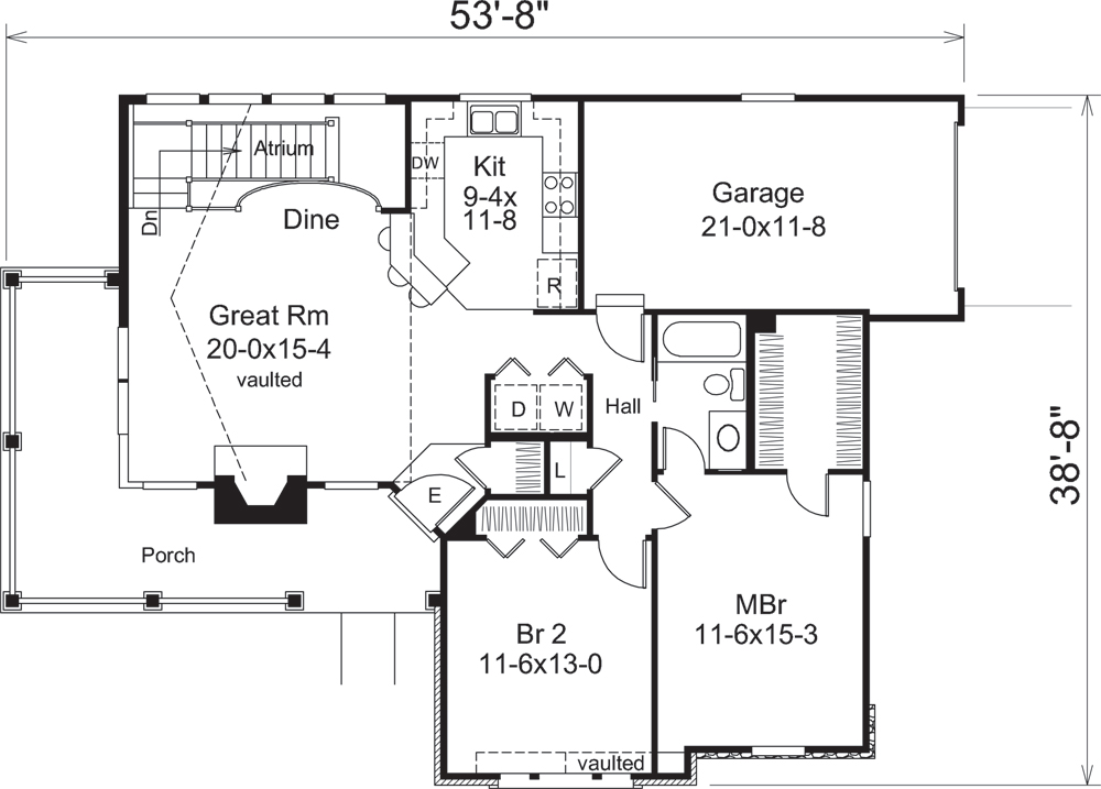 Floor Plan First Story of Country Plan #138-1198