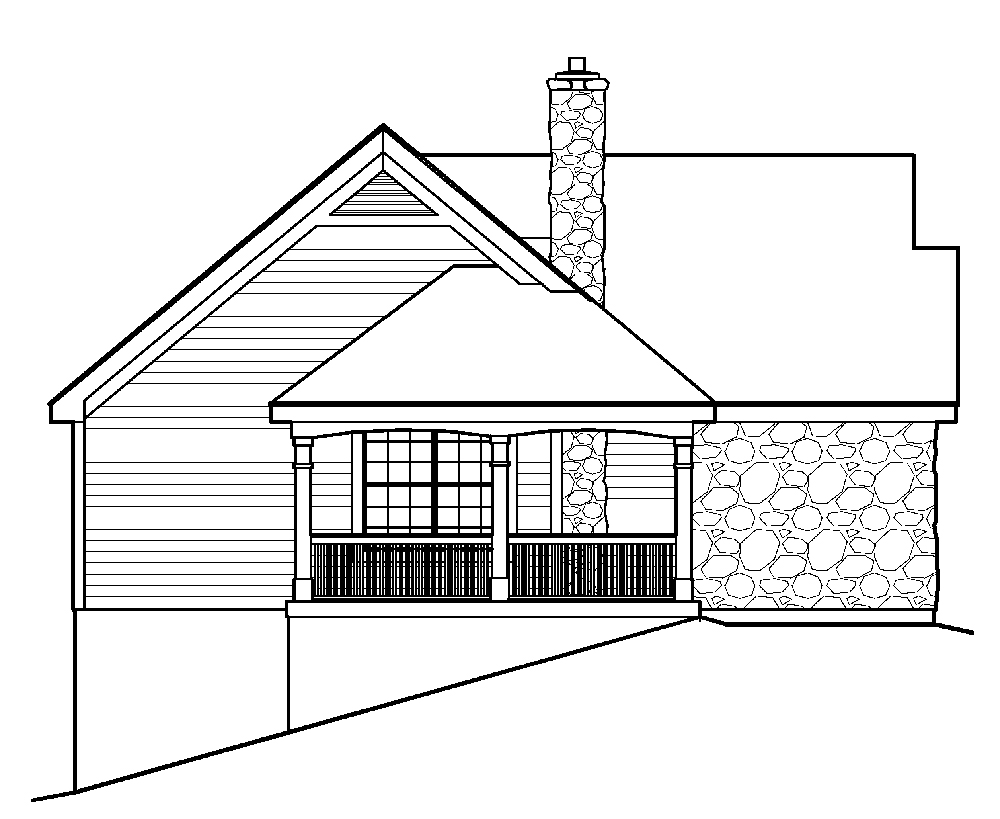 Home Plan Left Elevation of this 2-Bedroom,1114 Sq Ft Plan -138-1198