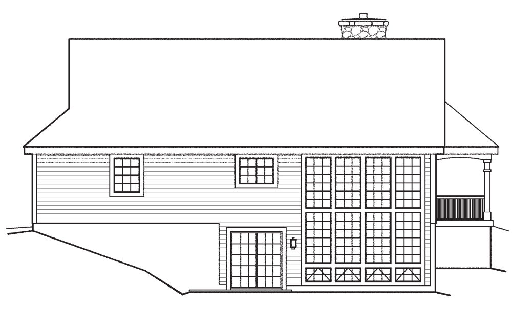 Home Plan Rear Elevation of this 2-Bedroom,1114 Sq Ft Plan -138-1198