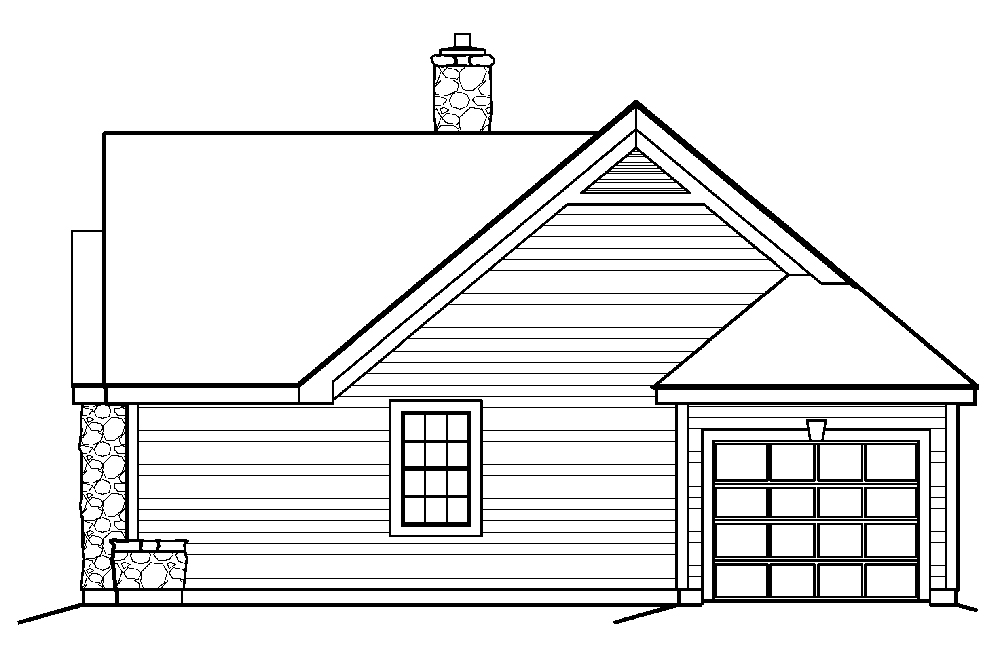Home Plan Right Elevation of this 2-Bedroom,1114 Sq Ft Plan -138-1198