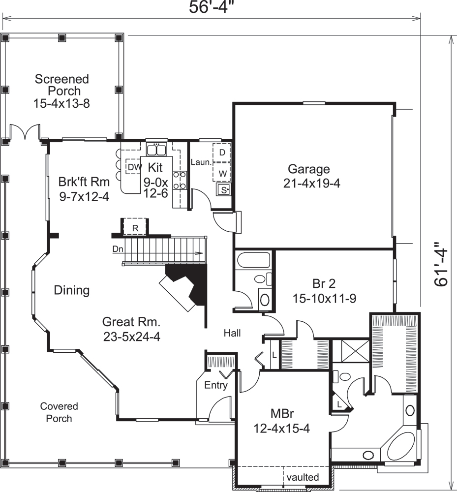 Floor Plan First Story of Ranch Plan #138-1199