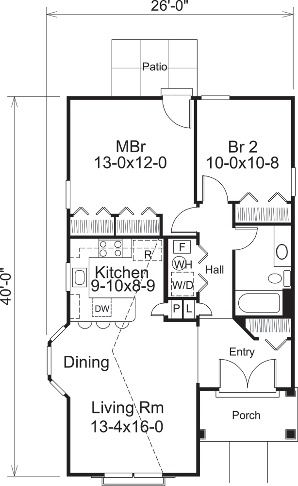 Floor Plan First Story of Cottage Plan #138-1201
