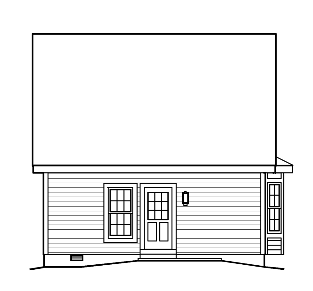 Home Plan Rear Elevation of this 2-Bedroom,882 Sq Ft Plan -138-1201