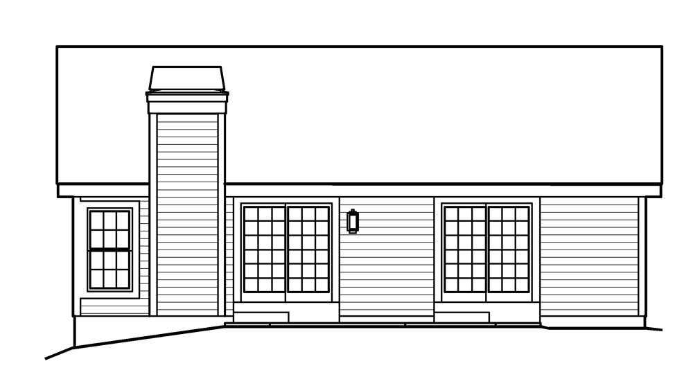 Home Plan Rear Elevation of this 3-Bedroom,1102 Sq Ft Plan -138-1202