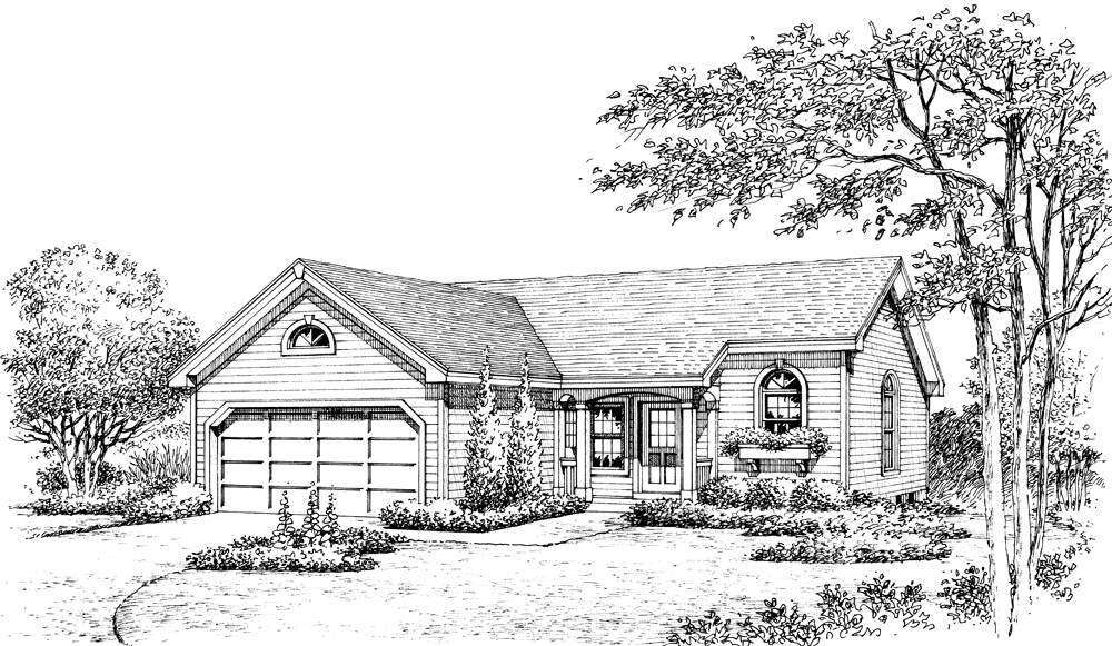 Front View of this 3-Bedroom, 1102 Sq Ft Plan - 138-1202