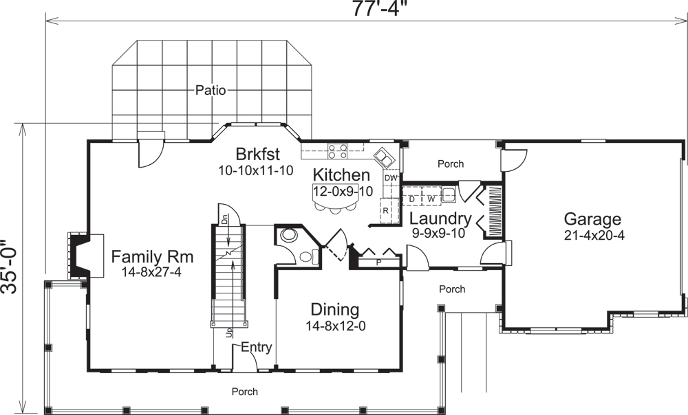 Floor Plan First Story of Country Plan #138-1204