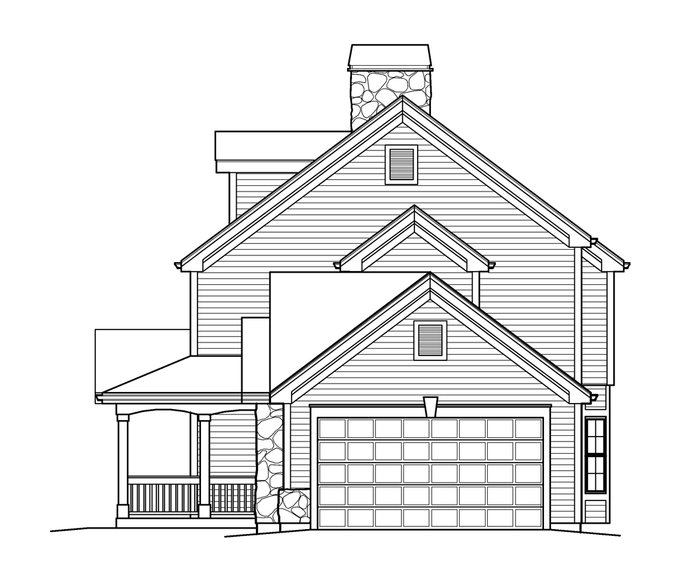 Home Plan Right Elevation of this 4-Bedroom,2368 Sq Ft Plan -138-1204