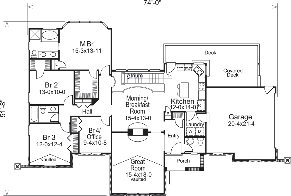 Floor Plan First Story of Country Plan #138-1205