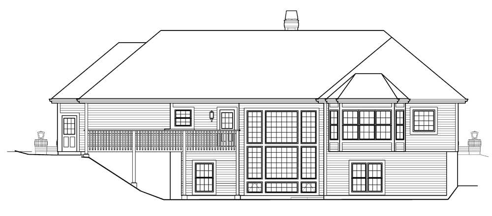 Home Plan Rear Elevation of this 4-Bedroom,1977 Sq Ft Plan -138-1205