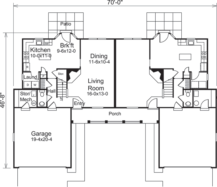 Floor Plan First Story of Multi-Unit Plan #138-1206