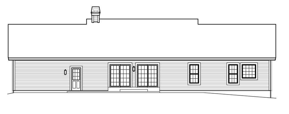 Home Plan Rear Elevation of this 3-Bedroom,1420 Sq Ft Plan -138-1207