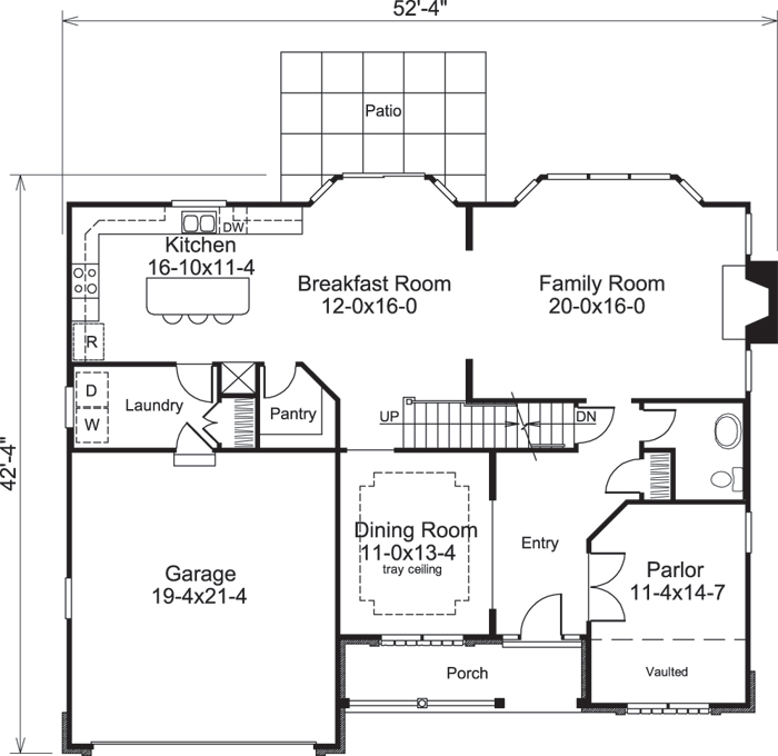 Floor Plan First Story of Country Plan #138-1210