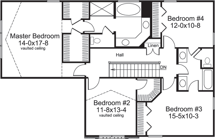 Floor Plan Second Story of Country Plan #138-1210