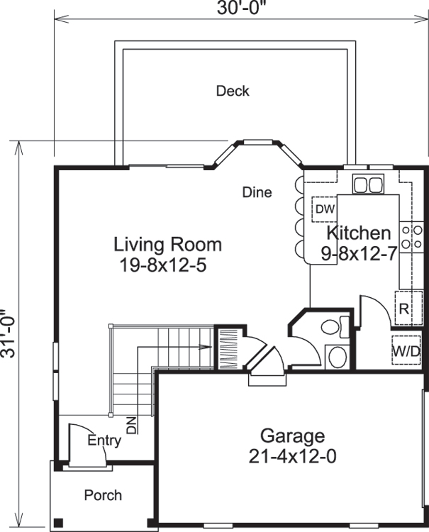Floor Plan First Story of Small House Plans #138-1211