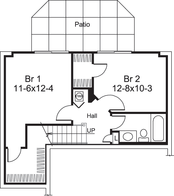 Floor Plan Basement of Small House Plans #138-1211