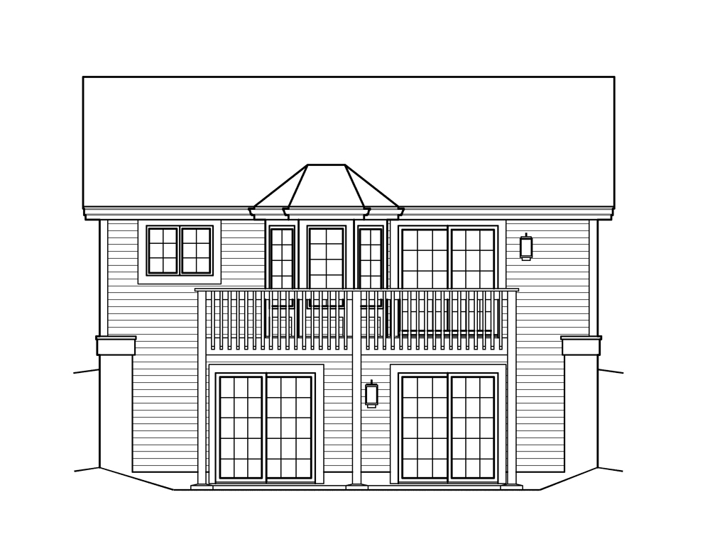Home Plan Rear Elevation of this 2-Bedroom,1142 Sq Ft Plan -138-1211