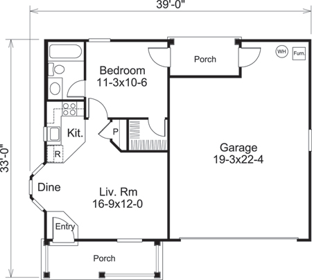 Floor Plan First Story of Cottage Plan #138-1212