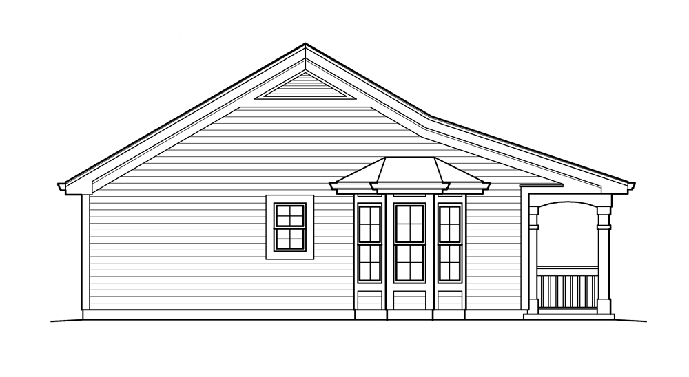 Home Plan Left Elevation of this 1-Bedroom,496 Sq Ft Plan -138-1212