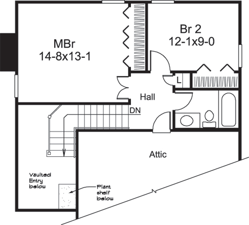 Floor Plan Second Story of Country Plan #138-1213