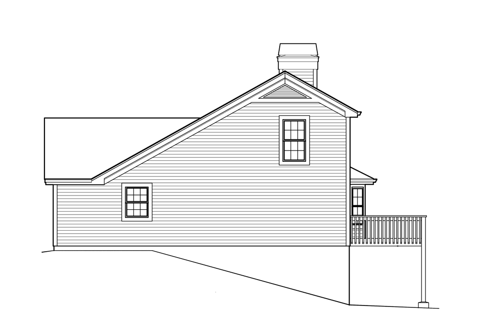 Home Plan Right Elevation of this 3-Bedroom,1137 Sq Ft Plan -138-1213