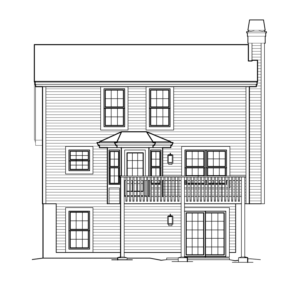 Home Plan Rear Elevation of this 3-Bedroom,1137 Sq Ft Plan -138-1213