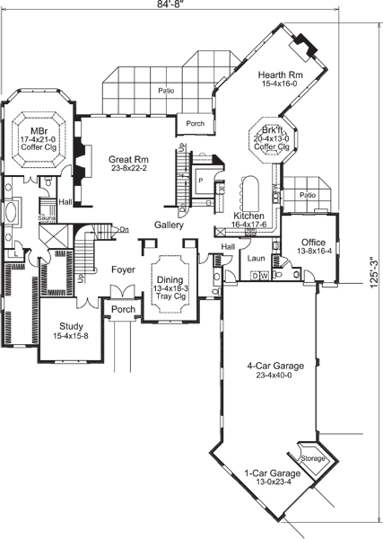 Floor Plan First Story of Tudor Plan #138-1215