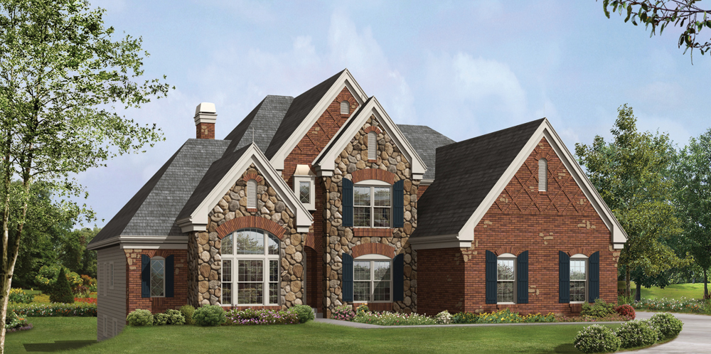 Front elevation of European home (ThePlanCollection: House Plan #138-1216)