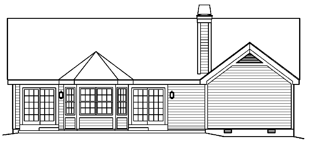 Home Plan Rear Elevation of this 3-Bedroom,1580 Sq Ft Plan -138-1217