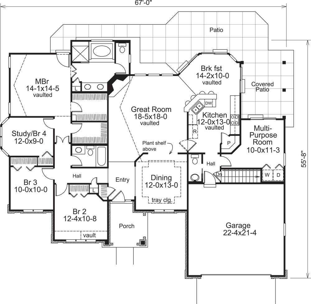 Floor Plan First Story of Traditional Plan #138-1220