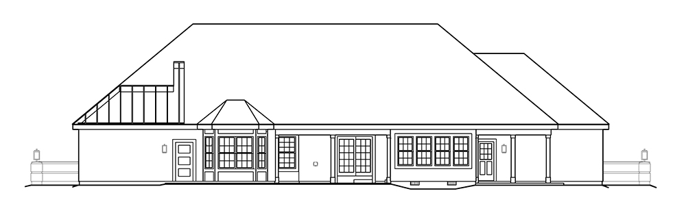 Home Plan Rear Elevation of this 3-Bedroom,2767 Sq Ft Plan -138-1221